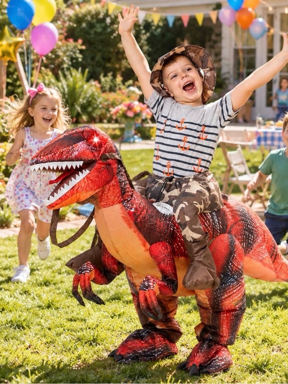Light up eyes Boys Girls Inflatable Dinosaur Costume unisex costume without hat